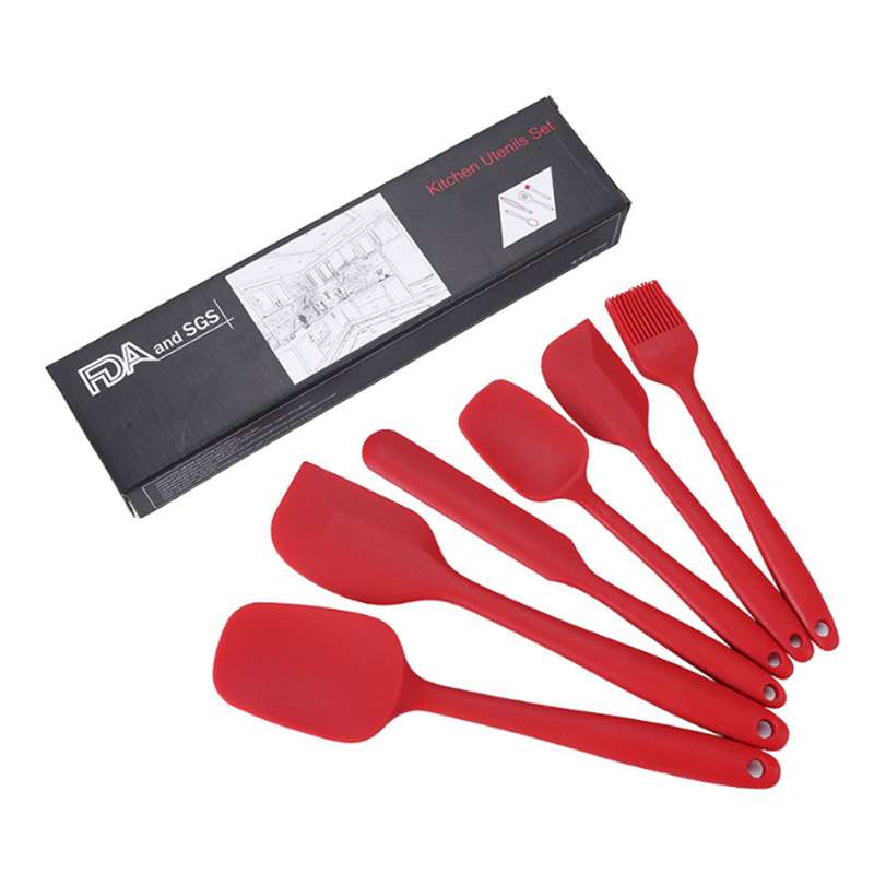 Two Spatulas Jar Spatula,Pot Brush,Set of 6 Silicone Spatula Kitchen Utensils for Cooking, Baking